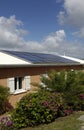 Photovoltaic panels on a roof of a house in Martinique