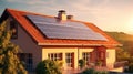 Photovoltaic panels on the roof, Solar photovoltaic panels on a house roof Royalty Free Stock Photo