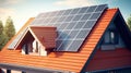 Photovoltaic panels on the roof, Solar photovoltaic panels on a house roof Royalty Free Stock Photo