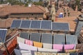 Photovoltaic panels on the rooftop of a house at Bhaktapur in Nepal