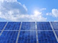 Photovoltaic panels with the sky in the background