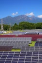 Photovoltaic power plant and mountain Royalty Free Stock Photo