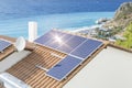 Photovoltaic solar panel sun sea colors Royalty Free Stock Photo