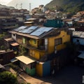 photovoltaic solar panels on slum hood for clean and cheap energy