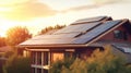 Photovoltaic system, solar panels on roof of a house Royalty Free Stock Photo