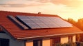 Photovoltaic system, solar panels on roof of a house Royalty Free Stock Photo