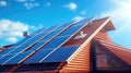 Photovoltaic system, solar panels on roof of a house Royalty Free Stock Photo