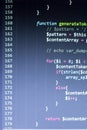 PHP back-end code. Computer programming source code. Abstract screen of web developer. Digital technology modern background Royalty Free Stock Photo