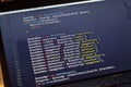 PHP back-end code. Computer programming source code. Abstract screen of web developer. Digital technology modern background Royalty Free Stock Photo