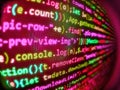 Php code on blue background in code editor. Information technology website coding standards for web design. Internet securit. Royalty Free Stock Photo