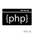 PHP Code Icon isolated on white background flat style