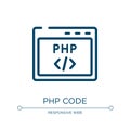 Php code icon. Linear vector illustration from programming line craft collection. Outline php code icon vector. Thin line symbol Royalty Free Stock Photo