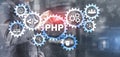 PHP coding Concept. Programmer search. Technology Background Royalty Free Stock Photo