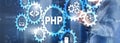 PHP coding Concept. Programmer search. Technology Background Royalty Free Stock Photo