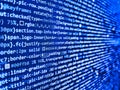 PHP and coding technologies. Software engineer at work. Young business crew working with startup. Coding background. Script Royalty Free Stock Photo