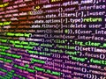 PHP development, software site code. Developing programming binary code. Abstract source code background Royalty Free Stock Photo