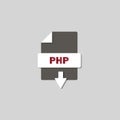 PHP download icon on background. PHP button .