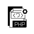 PHP file black linear icon