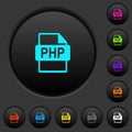 PHP file format dark push buttons with color icons