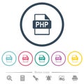 PHP file format flat color icons in round outlines