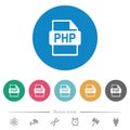 PHP file format flat round icons