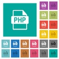 PHP file format square flat multi colored icons
