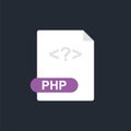 Php file icon. Hypertext Preprocessor. Programming language. Vector