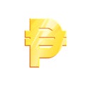 PHP Golden peso symbol on white background. Finance investment concept. Exchange Philippine currency Money banking