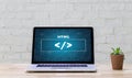 PHP HTML DEVELOPER Web Code design Programmer working in a soft Royalty Free Stock Photo