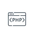 php icon vector from programming concept. Thin line illustration of php editable stroke. php linear sign for use on web and mobile Royalty Free Stock Photo