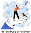 PHP and MySql development. Software website developer, programmer service, programming language Royalty Free Stock Photo