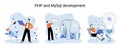 PHP and MySql development. Software website developer, programmer service, programming language Royalty Free Stock Photo