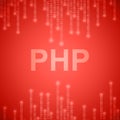 PHP programming. PHP inscription on binary background