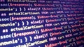 PHP programming language on computer screen. Monitor technology concept. Background of program code. Web dewelopment Royalty Free Stock Photo