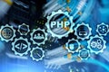 PHP programming language. Developing programming and coding technologies.Cyber space concept. Royalty Free Stock Photo
