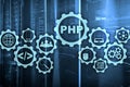 PHP programming language. Developing programming and coding technologies.Cyber space concept. Royalty Free Stock Photo