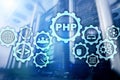 PHP programming language. Developing programming and coding technologies.Cyber space concept. Royalty Free Stock Photo
