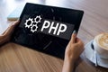 PHP programming language. Web and application development concept. Royalty Free Stock Photo