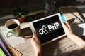 PHP programming language. Web and application development concept. Royalty Free Stock Photo