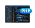 PHP programming language. Website Development, coding. Vector stock illustration. Royalty Free Stock Photo