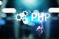 PHP Web development and coding internet and technology concept on virtual screen. Royalty Free Stock Photo