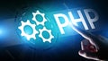 PHP Web development and coding internet and technology concept on virtual screen. Royalty Free Stock Photo
