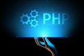 PHP Web development and coding internet and technology concept on virtual screen. Royalty Free Stock Photo
