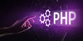 PHP Web development and coding internet and technology concept on virtual screen. Royalty Free Stock Photo