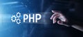 PHP Web development and coding internet and technology concept on virtual screen. Royalty Free Stock Photo