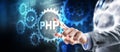 PHP. Web development concept. A general purpose interpreted scripting language Royalty Free Stock Photo