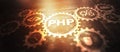 PHP. Web development concept. A general purpose interpreted scripting language Royalty Free Stock Photo