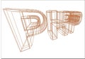 PHP wireframed 3D perspective write - Vector Royalty Free Stock Photo