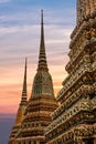 Phra Chedi Rai monuments at the Wat Pho Temple, Bangkok, Thailand Royalty Free Stock Photo