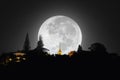 Phra That Doi Suthep Temple at night with full moon, luna. Thai architecture temple golden holy shrines light religious, Northern Royalty Free Stock Photo